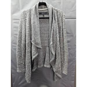 BNCI Open Draped Cardigan Sweater SMALL Gray Knit Jacket Tunic Blanc Noir
